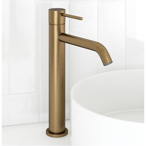 Clovelly Antique Brass Curved Tall Basin Mixer
