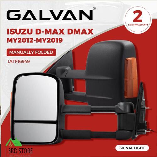 Galvan 2x Manual Towing Mirrors Extendable for Isuzu D-Max DMax MY2012-MY2019