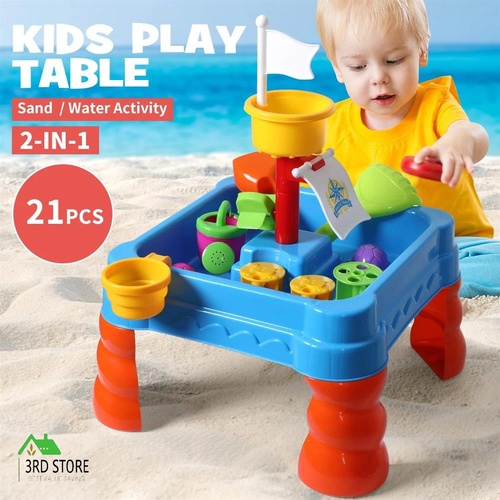 21pc Kids Sand Water Activity Play Table Child Fun Outdoor Sandpit Toys Set
