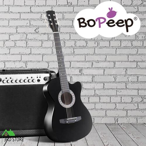 BoPeep Acoustic Classical Guitar 38''Wooden Kids Guitar String Tuner BLACK
