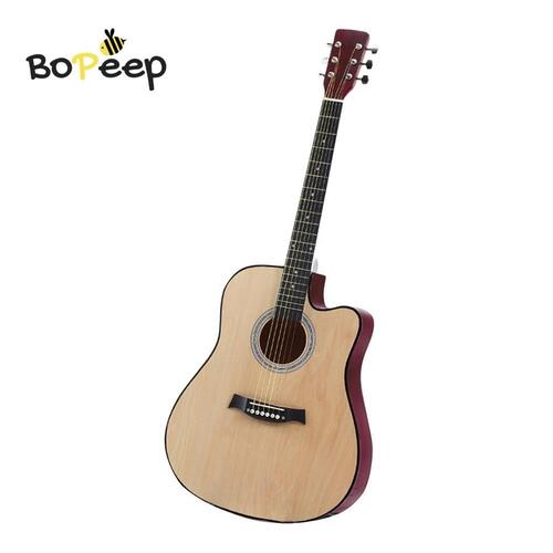 BoPeep 41 Inch Wooden Folk Acoustic Guitar Classical Cutaway Steel String w/ Bag
