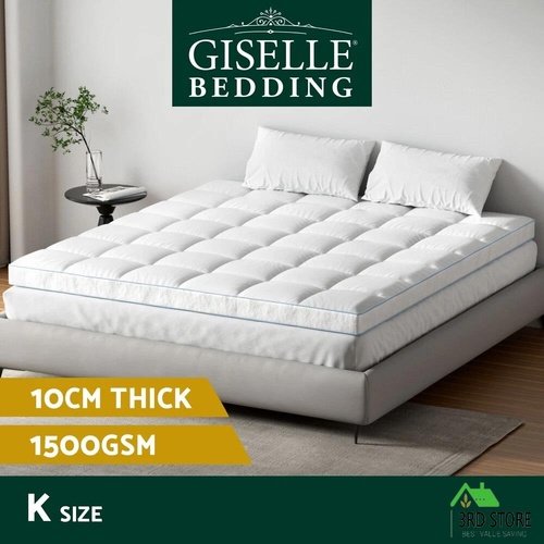 Giselle Bedding Mattress Topper Pillowtop Bamboo 10cm King