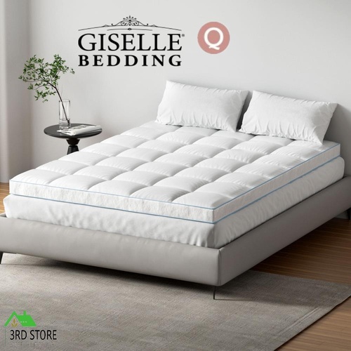 Giselle Bedding Bamboo Mattress Topper Pillowtop Mat Protector Pad 10cm Queen