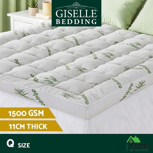 Giselle Mattress Topper 11cm Pillowtop toppers Bamboo Mattresses Protector Queen