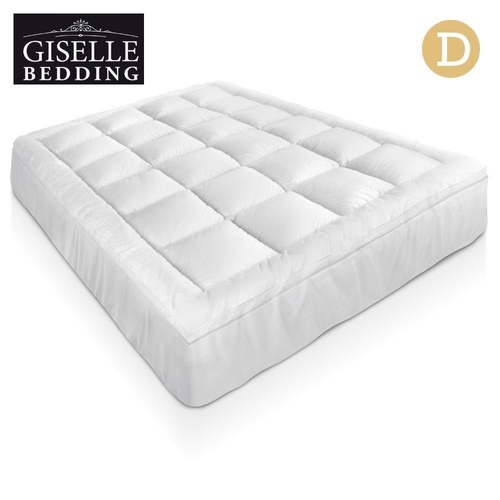 Giselle Bedding Bamboo Pillowtop Mattress Topper Fibre 1000GSM PadCover DOUBLE