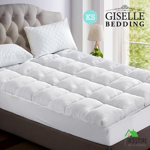 Giselle Bedding Bamboo Pillowtop Mattress Topper Fibre 1000GSM Cover King Single