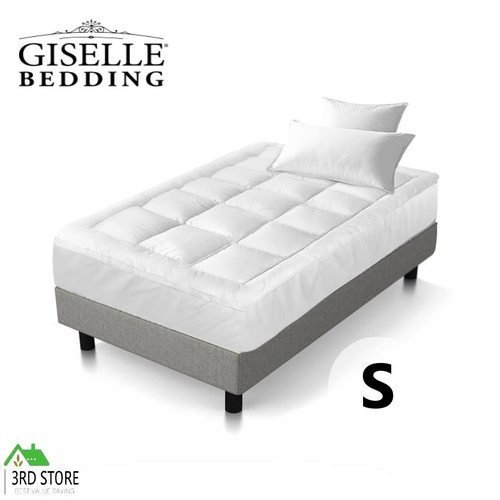 Giselle Bedding Bamboo Fibre Pillowtop Mattress Topper 1000GSM Cover Single