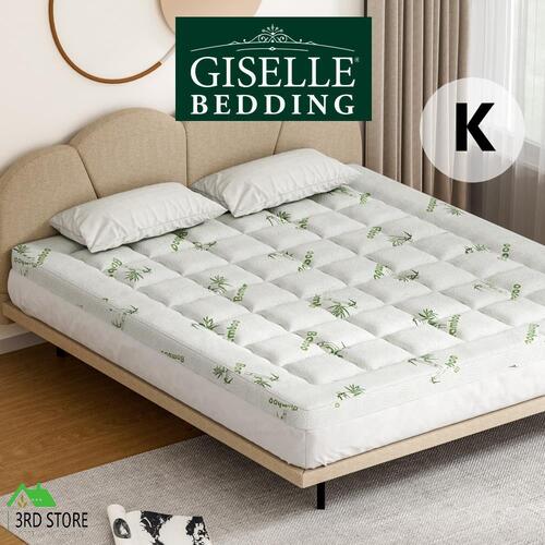 Giselle Bedding Mattress Topper Pillowtop Bamboo 7.5cm King