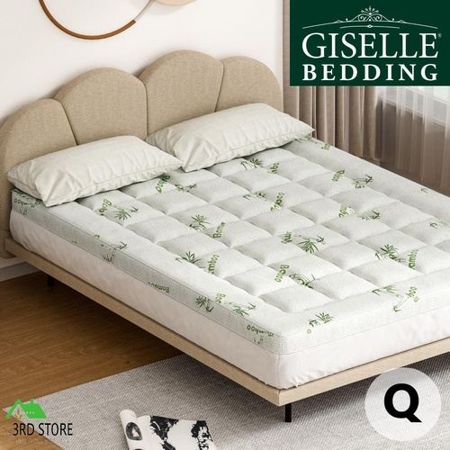 Giselle Bedding Mattress Topper Pillowtop Bamboo 7.5cm Queen