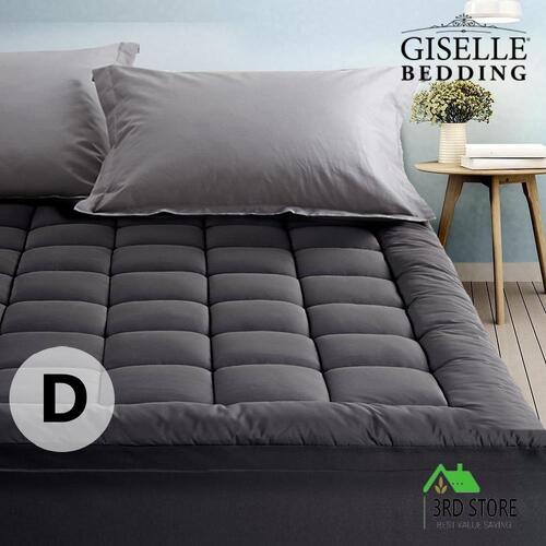 Giselle Bedding Pillowtop Mattress Topper Protector Bamboo 1000GSM Double