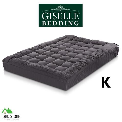 Giselle Bedding Pillowtop Mattress Topper Protector Bamboo Charcoal 1000GSM king size