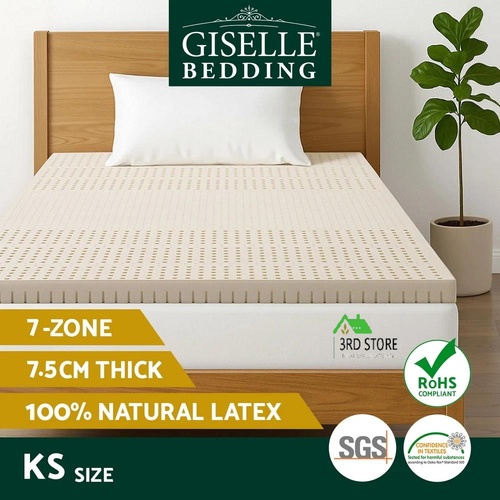 Giselle Bedding Latex Mattress Topper 7 Zone Underlay Bed Protector 7.5cm KS