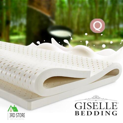 Giselle Latex Mattress Topper Queen Pure Natural Pad Bed Mat Underlay 7 Zone 5cm