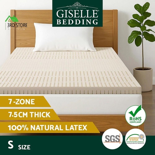 Giselle Bedding Latex Mattress Topper 7 Zone Underlay Bed Protector 7.5cm Single