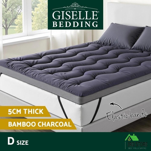 Giselle 5cm Mattress Topper Pillowtop toppers Bamboo Charcoal Double