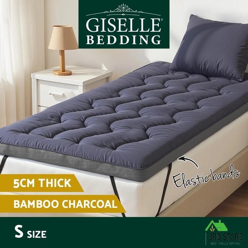 Giselle 5cm Mattress Topper Pillowtop toppers Bamboo Charcoal Single