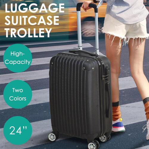 24" Cabin Luggage Suitcase Code Lock Hard Shell Travel Case Carry On Bag Trolley