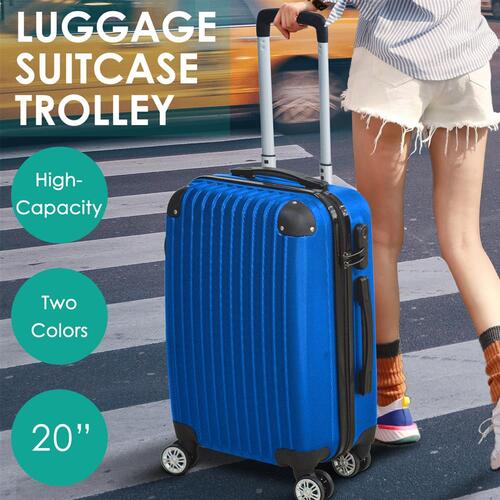 20' Cabin Luggage Suitcase Code Lock Hard Shell Travel Case Trolley Blue