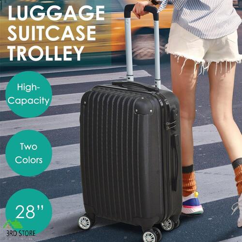 28" Slimbridge Luggage Suitcase Code Lock Travel Carry Bag Trolley BLACK
