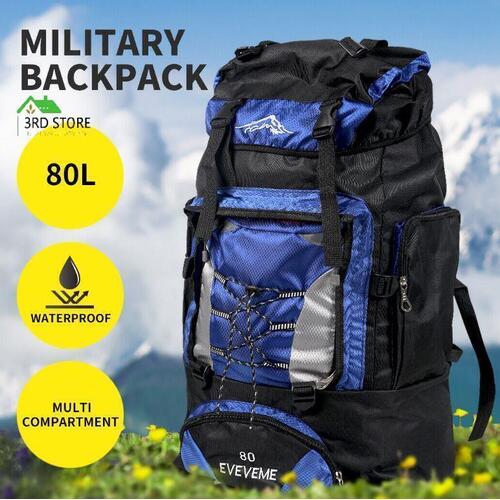 Military Backpack Tactical Hiking Camping Bag Rucksack Outdoor Trekking 80L