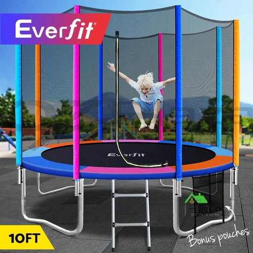 Everfit 10FT Trampoline for Kids w/ Ladder Enclosure Safety Net Pad Round