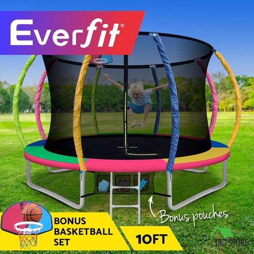 Everfit 10FT Trampoline Round Trampolines Basketball set Safety Net