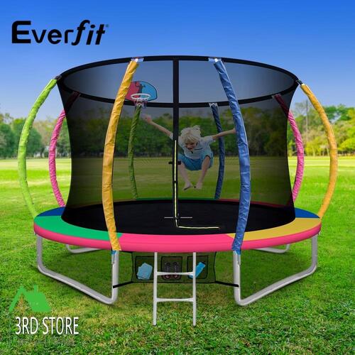 Everfit 10FT Trampoline Round Trampolines Basketball set Safety Net