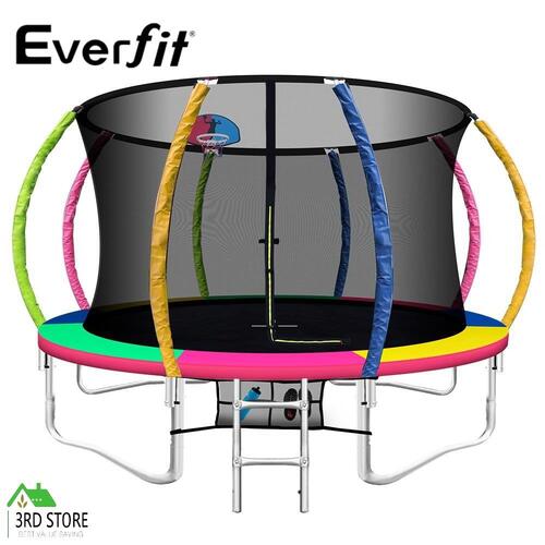 Everfit 12FT Trampoline Round Trampolines Basketball set Kids Mat Net Pad Ladder