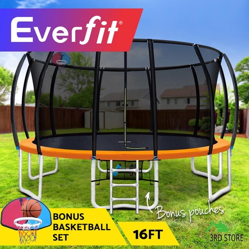 Everfit 16FT Trampoline Round Trampolines Basketball set Safety Net