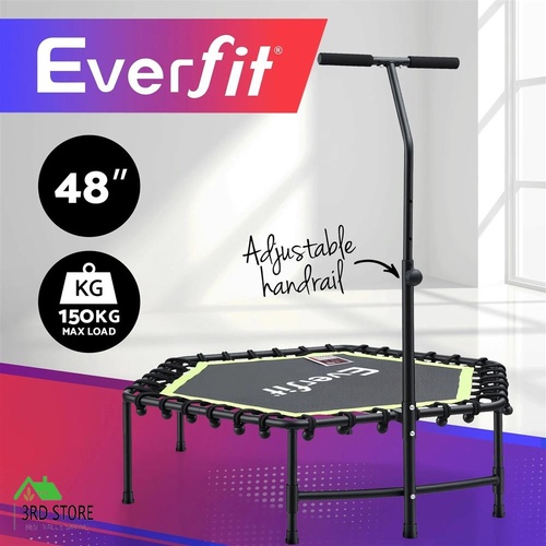 Everfit 48inch Hexagon Fitness Trampoline Rebounder Adjustable Handrail Green