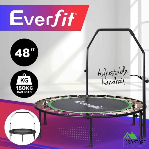 Everfit 48inch Round Trampoline Kids Exercise Fitness Adjustable Handrail Green