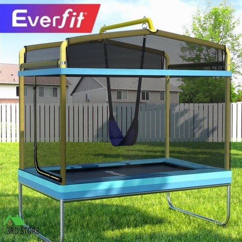 Everfit Trampoline 6FT Kids 2-in-1 Swing Belt Safety Net Gift Rectangle Yellow