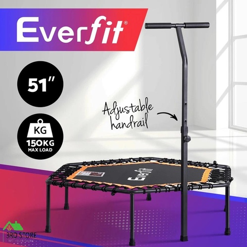 Everfit 51inch Hexagon Fitness Trampoline Rebounder Adjustable Handrail Orange