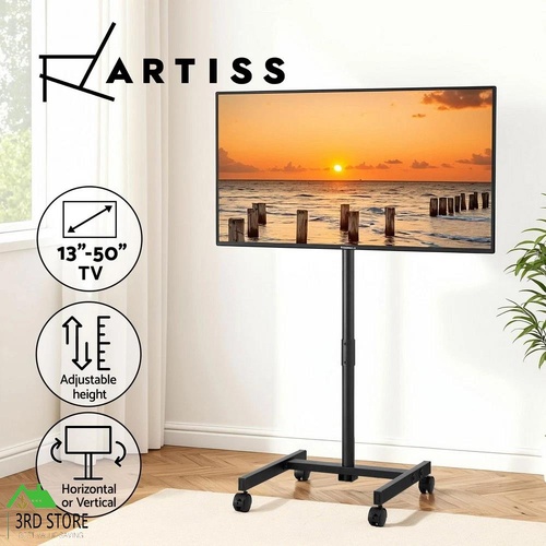 Artiss TV Stand 13-50" Universal Mobile Adjustable Height TV Stand with Wheels