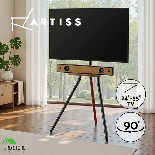 Artiss TV Stand Wooden Tray 24-55" Swivel Height Adjustable