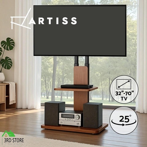 Artiss TV Stand 32-70" Wooden Tray Shelves Swivel Height Adjustable LCD LED TVs
