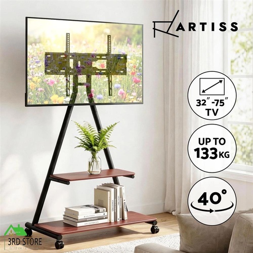 Artiss Mobile TV Stand Rolling Cart Wheels 32-75" Heavy Duty 133kg Mount Bracket