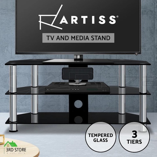 Artiss TV Media Stand Entertainment Unit 3 Tiers Shelf Tempered Glass Cabinet