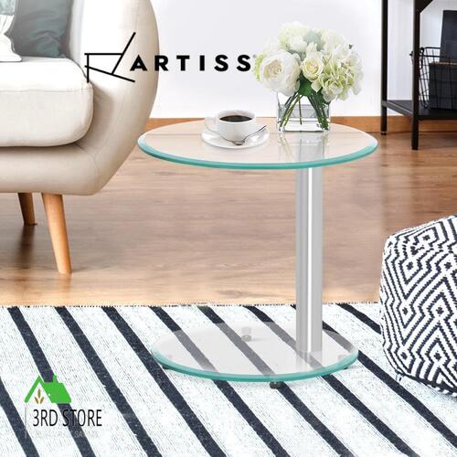 Artiss Coffee Table Side End Tables Bedside Furniture Oval Tempered Glass Top