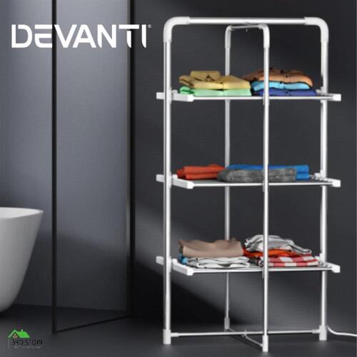 Devanti Electric Heated Towel Clothes Rail Rack Airer Dryer Warmer Stand 300W
