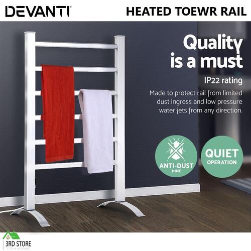Devanti Electric Heated Towel Rail Rails Warmer Rack Aluminium Bar Bathroom