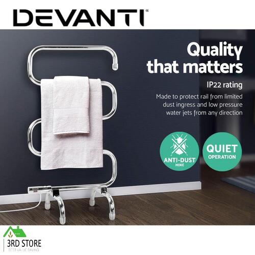 Heated Towel Rail Stainless Freestanding Round Rails Clothes Rack Warmer Shelf
