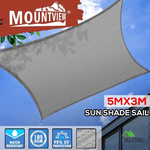 Mountview Sun Shade Sail Cloth Canopy Outdoor Awning Rectangle Charcoal 5x3M