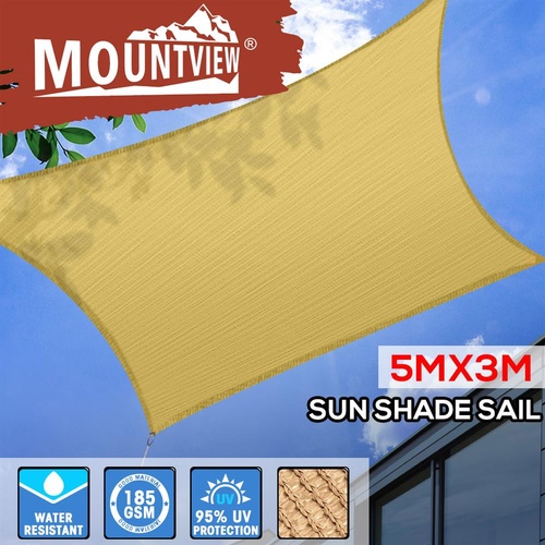 Mountview Sun Shade Sail Cloth Canopy Triangle Square Rectangle 180GSM 5x3m