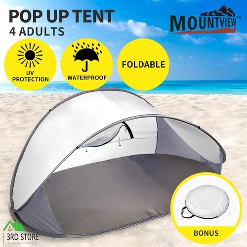 Pop Up Camping Tent Beach Portable Hiking Sun Shade Shelter Fishing 4 Person GREY