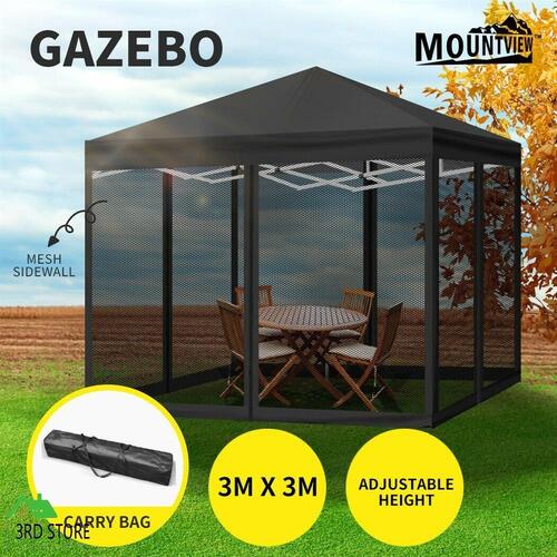RETURNs Mountview Gazebo Pop Up Marquee Outdoor Canopy 3x3m Wedding Tent Mesh Side Wall