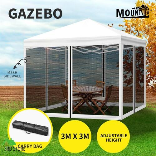 RETURNs Mountview Gazebo 3x3 Marquee Pop Up Tent Outdoor Canopy Wedding Mesh Side Wall