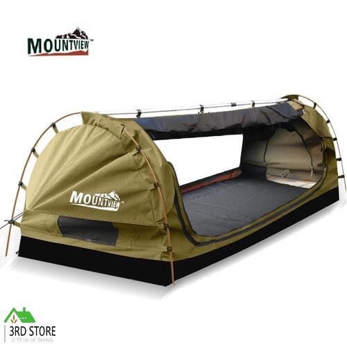RETURNs Mountview Free Standing Camping Swag with 2 Way Entry in King Single Size in Khaki Color