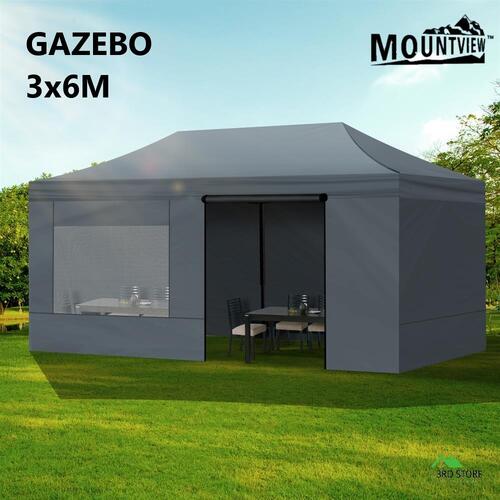 Mountview Gazebo Marquee 3x6 Outdoor Tent Gazebos Camping Canopy Mesh Side Wall