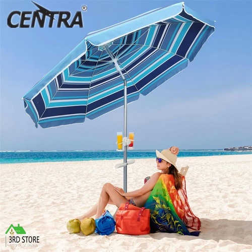 Centra 2.2M Outdoor Beach Umbrella Tilting Patio Tropical Shelter Parasol Blue